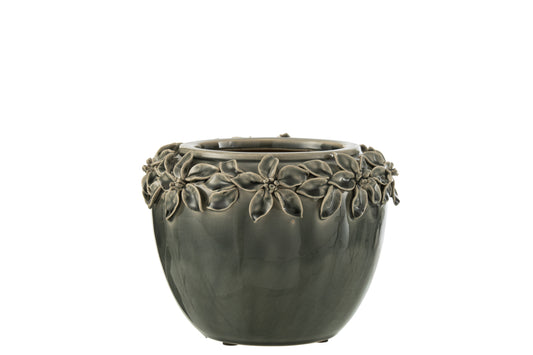 FLOWERPOT FLOWER CERAMIC GREY LARGE