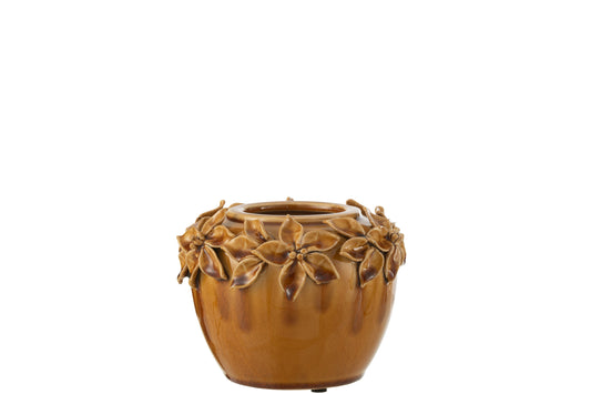 FLOWERPOT FLOWER CERAMIC OCHRE SMALL