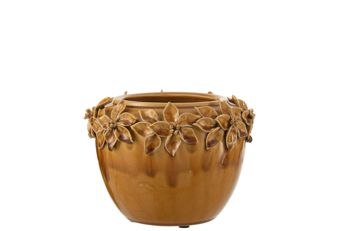 FLOWERPOT FLOWER CERAMIC OCHRE LARGE