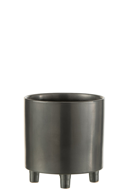 FLOWERPOT SMOKE CERAMIC GREY/BLACK LARGE