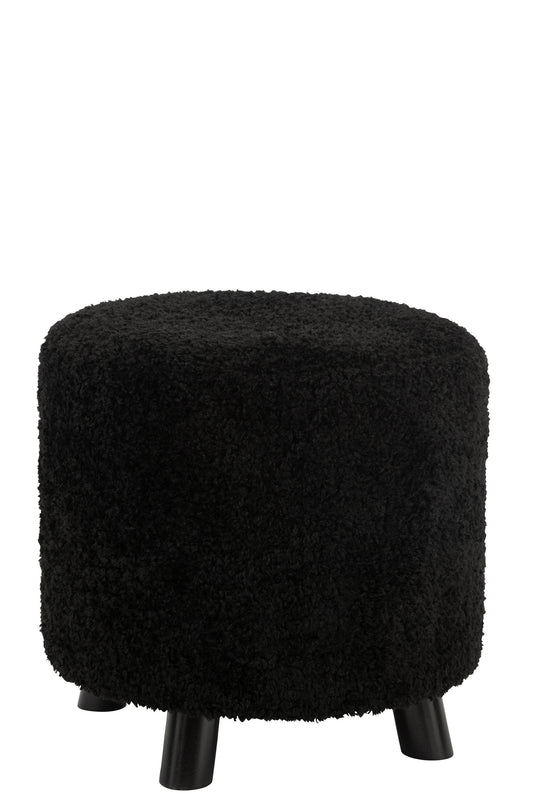 POUF SHEEP LEG POLYESTER BLACK