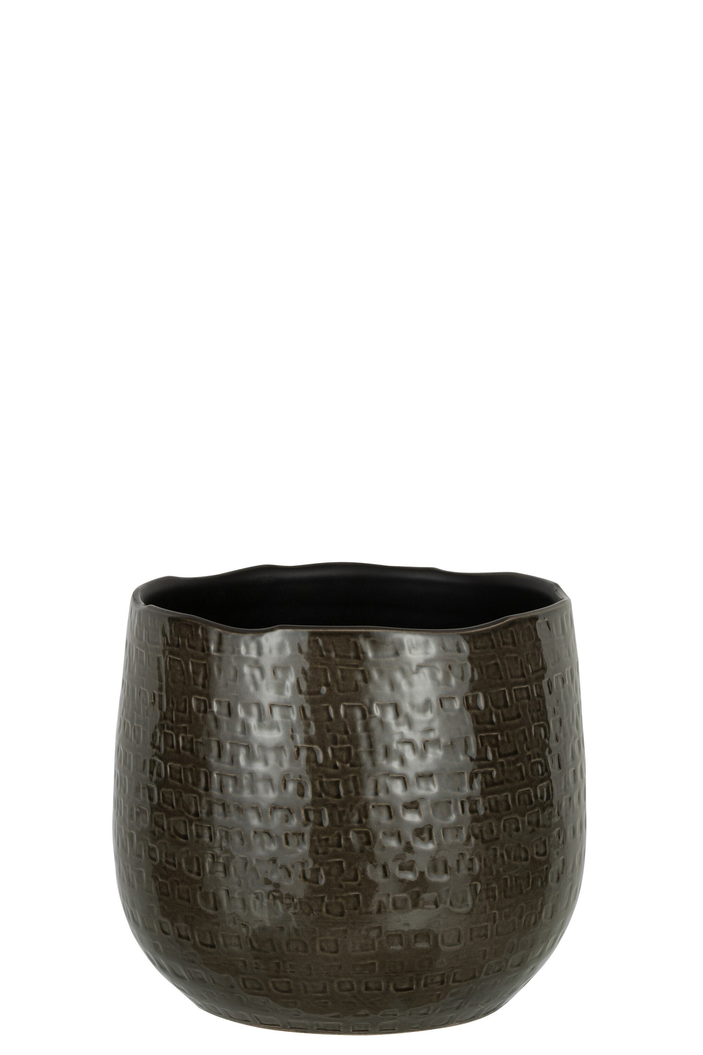 FLOWERPOT PATTERN CERAMIC DARK GREY LARGE