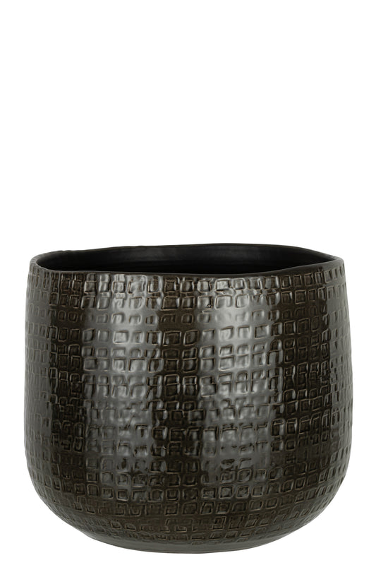 FLOWERPOT PATTERN CERAMIC DARK GREY EXTRA LARGE