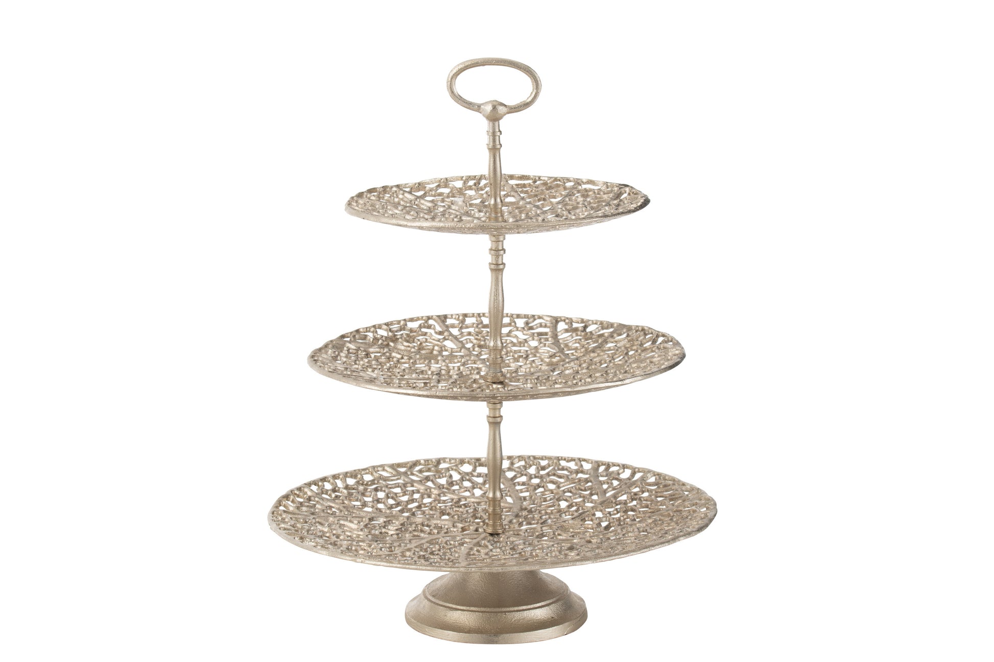 3 LEVEL CAKE STAND CORAL METAL CHAMPAGNE