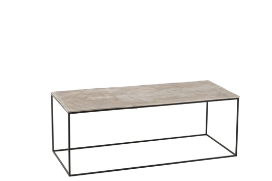 COFFEE TABLE RECTANGLE ALUMINIUM/IRON SILVER/BLACK