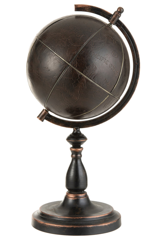 WORLDGLOBE ENGRAVING METAL DARK BROWN