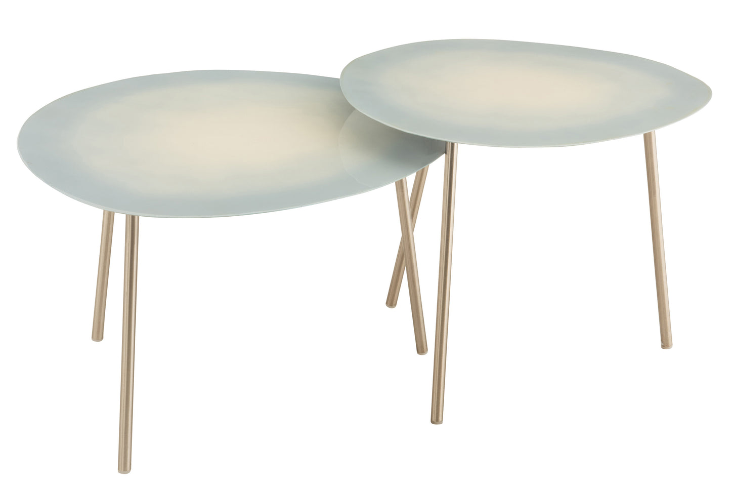 SET OF 2 SIDETABLES METAL LACQUER LIGHT BLUE