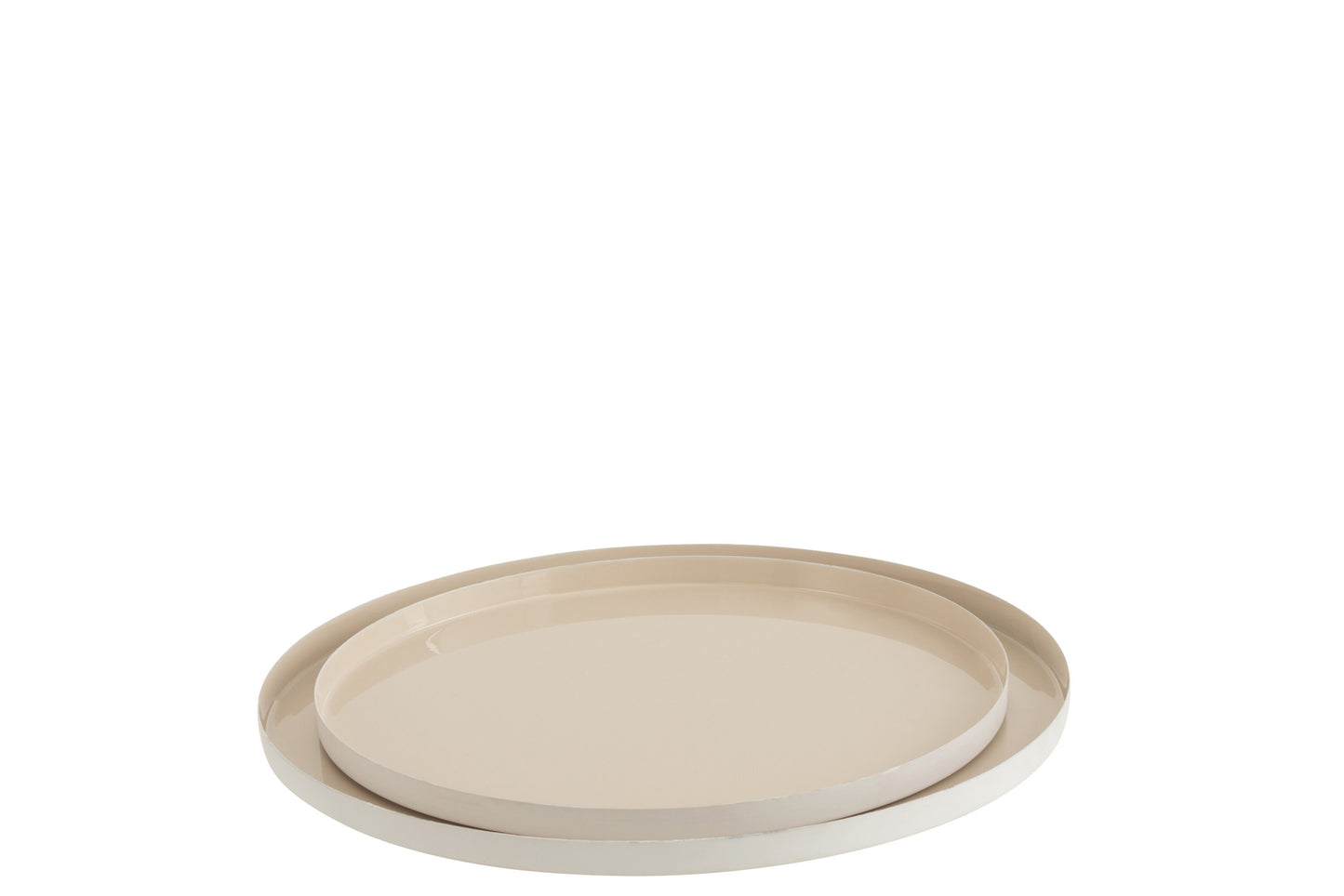 SET OF 2 DISHES METAL LACQUER BEIGE