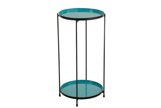 SIDETABLE ROUND METAL LACQUER TURQUOISE