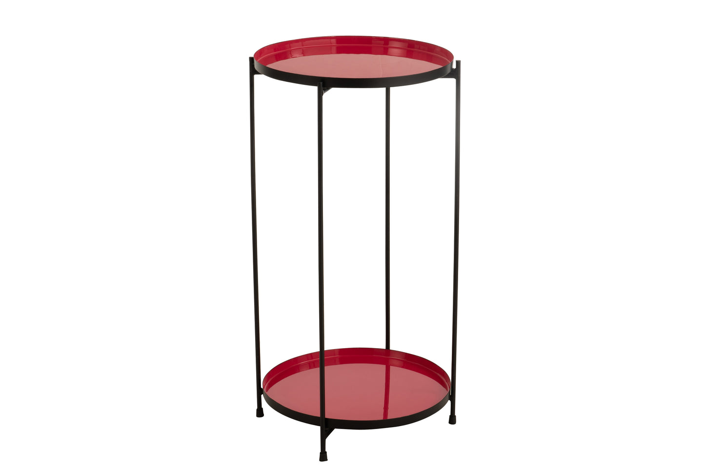 SIDETABLE ROUND METAL LACQUER RED