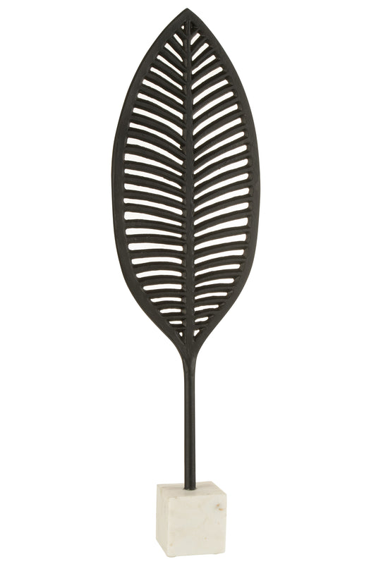 FIGURE LEAF FINE DECORATIVE ALUMINIUM/MARBLE BLACK/WHITE LARGE