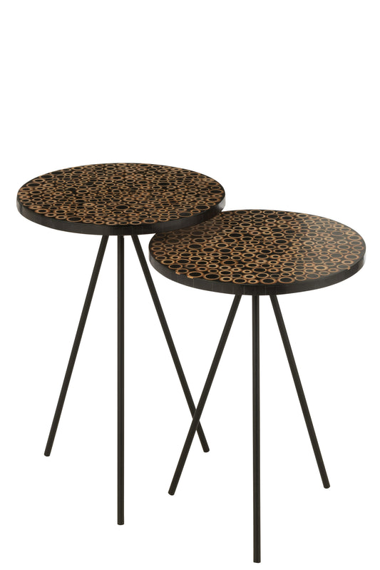 S/2 SIDETABLE RINGS RESIN BROWN/BLACK