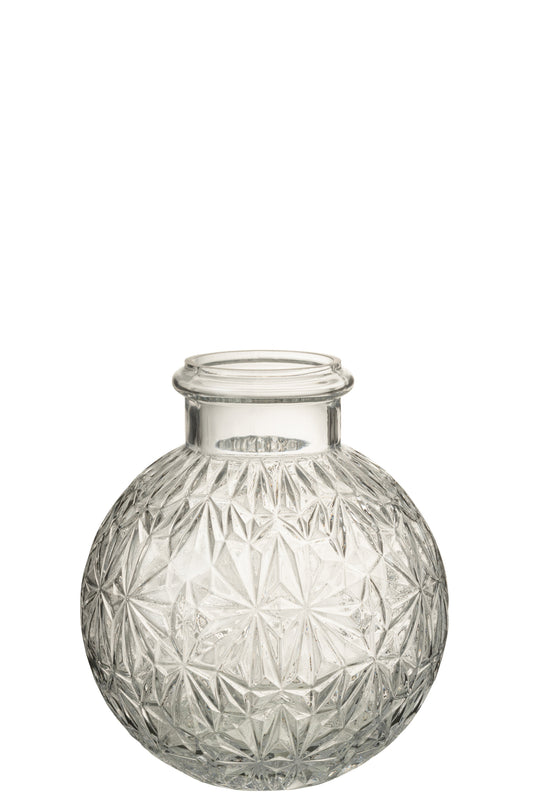 VASE BALL CUT GLASS TRANSPARENT SMALL