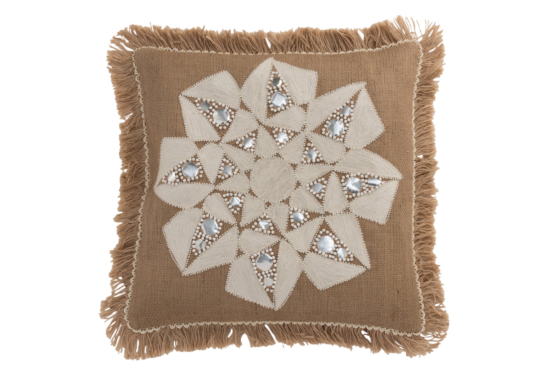 CUSHION FLOWER ABSTRACT JUTE NATURAL/BEIGE