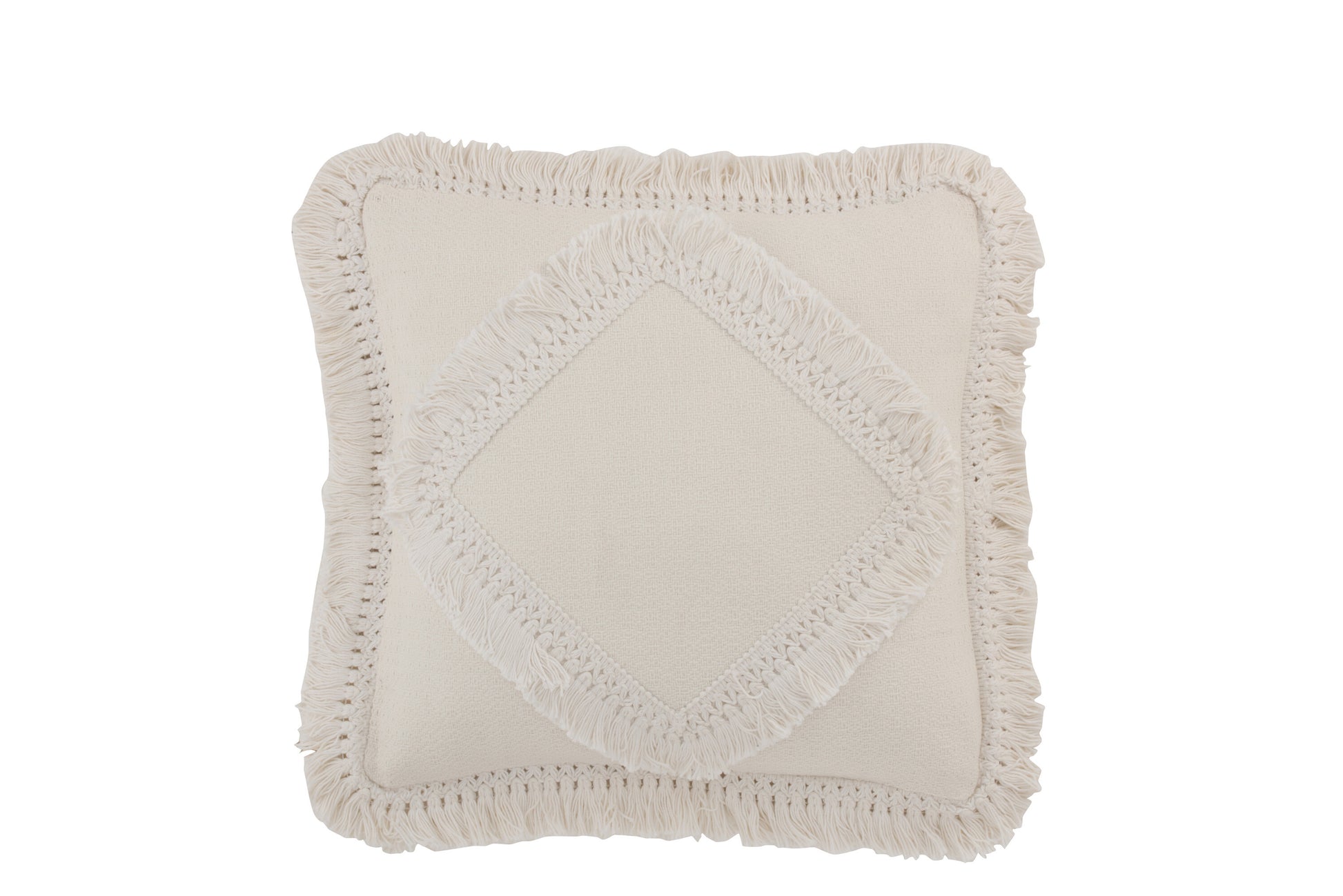 CUSHION FRINGE SQUARE COTTON WHITE