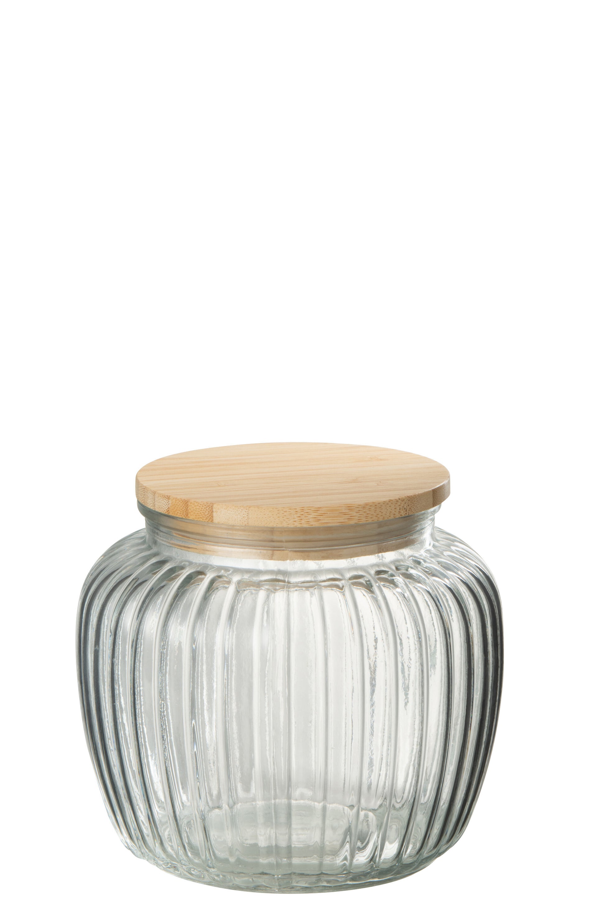 GLASS POT LOUIS GLASS/BAMBOO TRANSPARENT/NATURAL LARGE