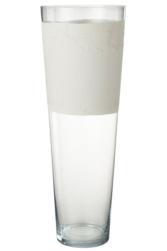 VASE DELPH GLASS TRANSPARENT/WHITE EXTRA LARGE