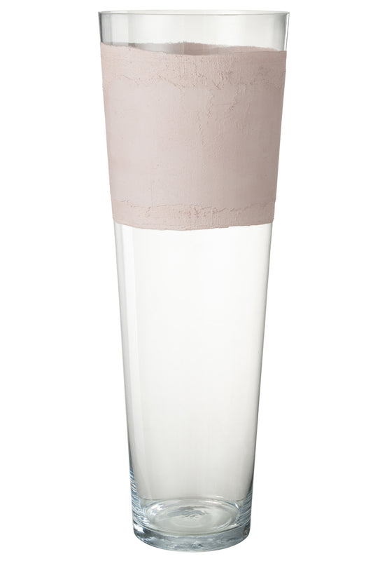 VASE DELPH GLASS TRANSPARENT/PINK EXTRA LARGE