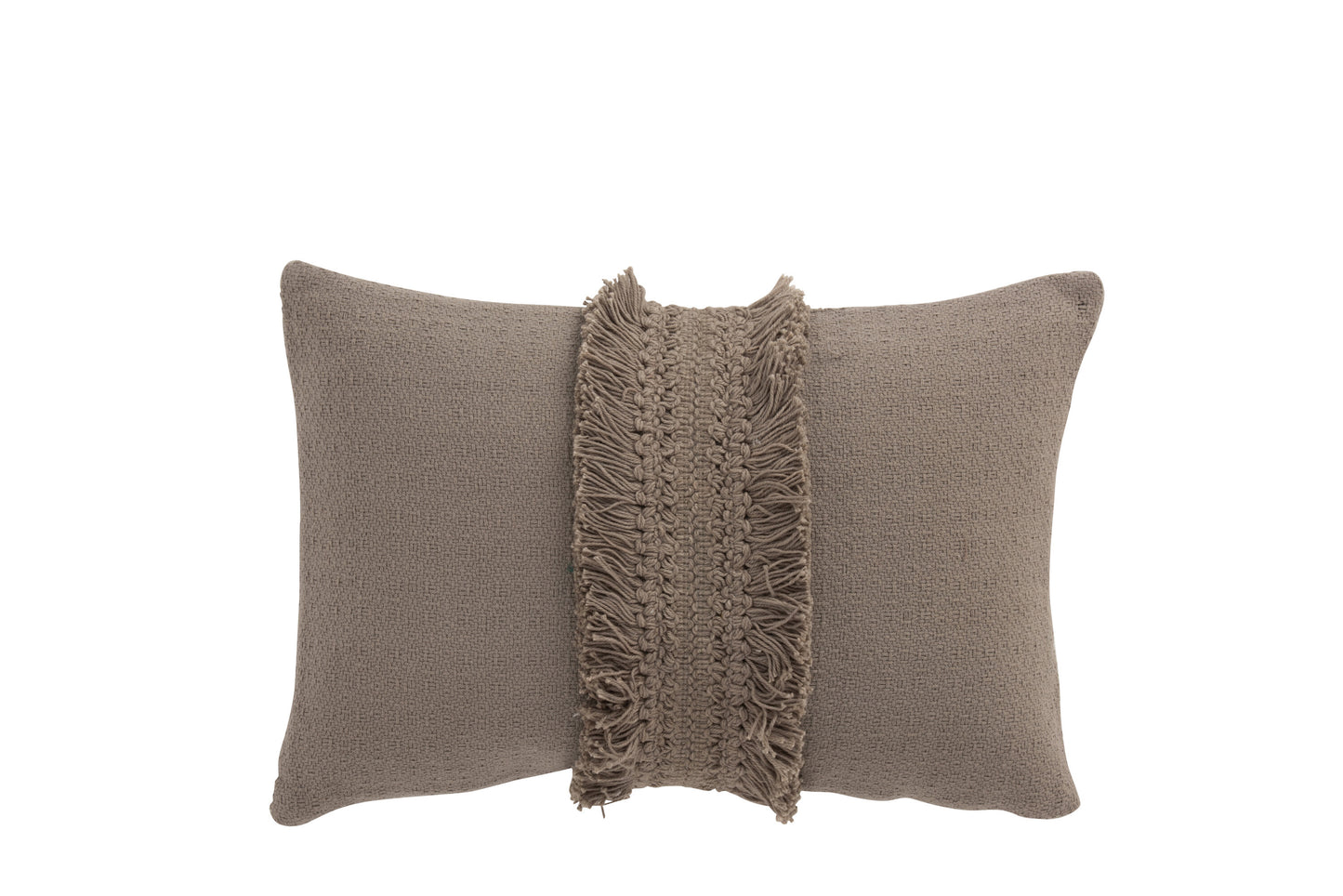 CUSHION RECTANGULAR TASSEL BAND COTTON TAUPE