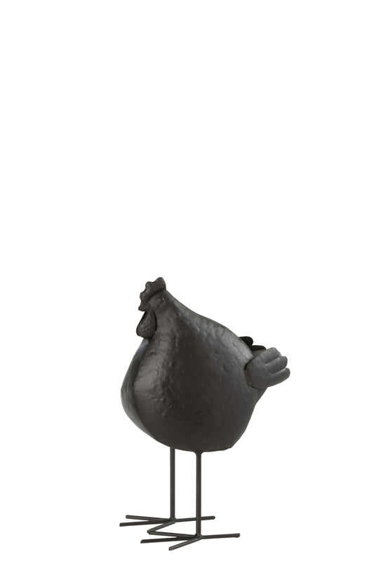 DECORATION CHICKEN METAL BLACK SMALL