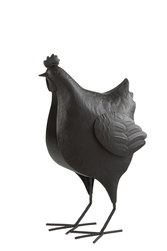 DECORATION CHICKEN METAL BLACK LARGE