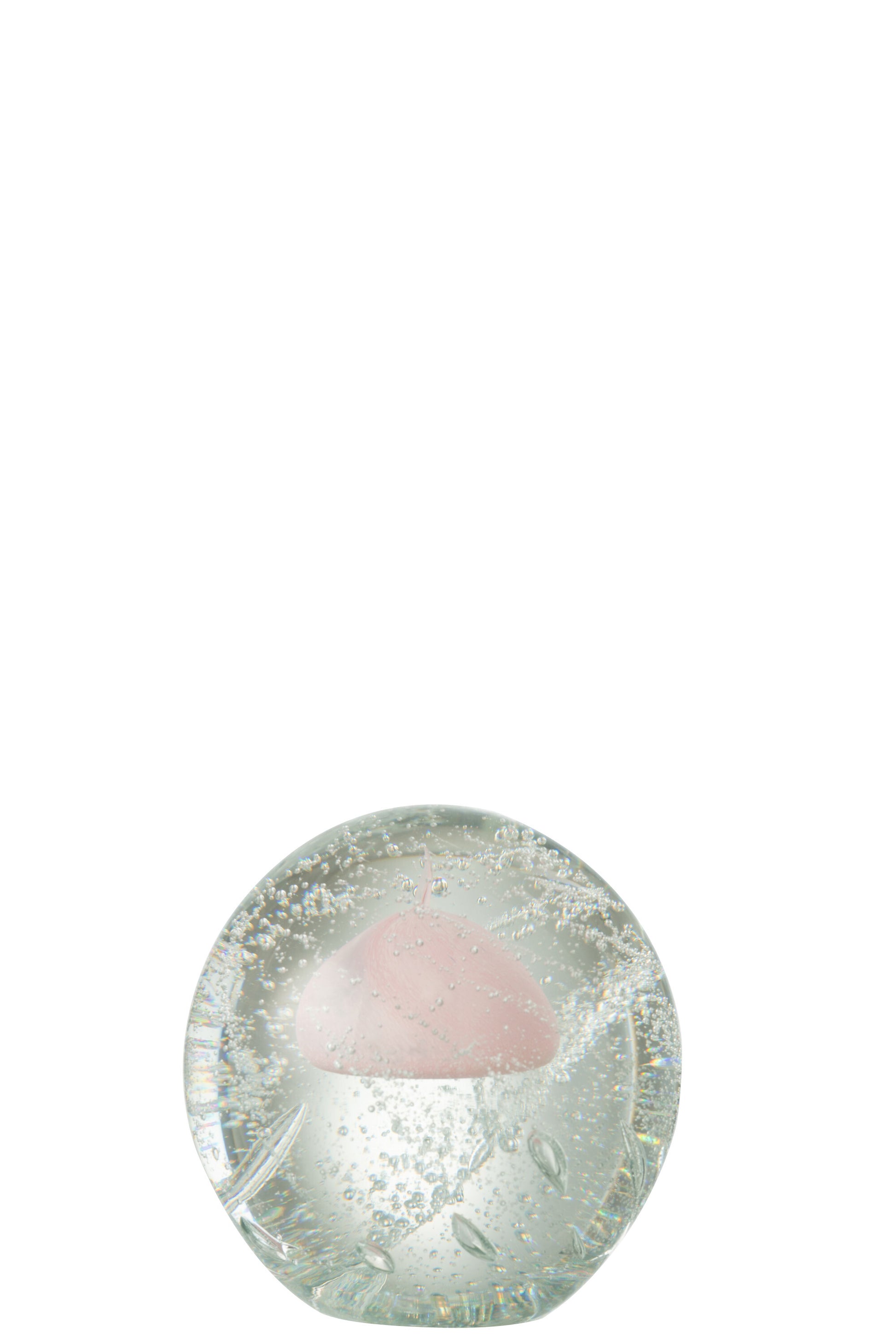 PAPERWEIGHT BUBBLES GLASS PINK LARGE