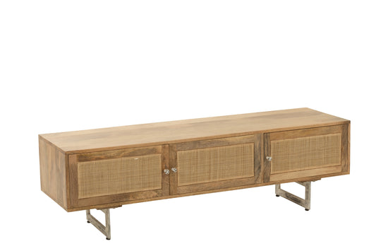 TV STAND RATTAN MANGO WOOD NATURAL