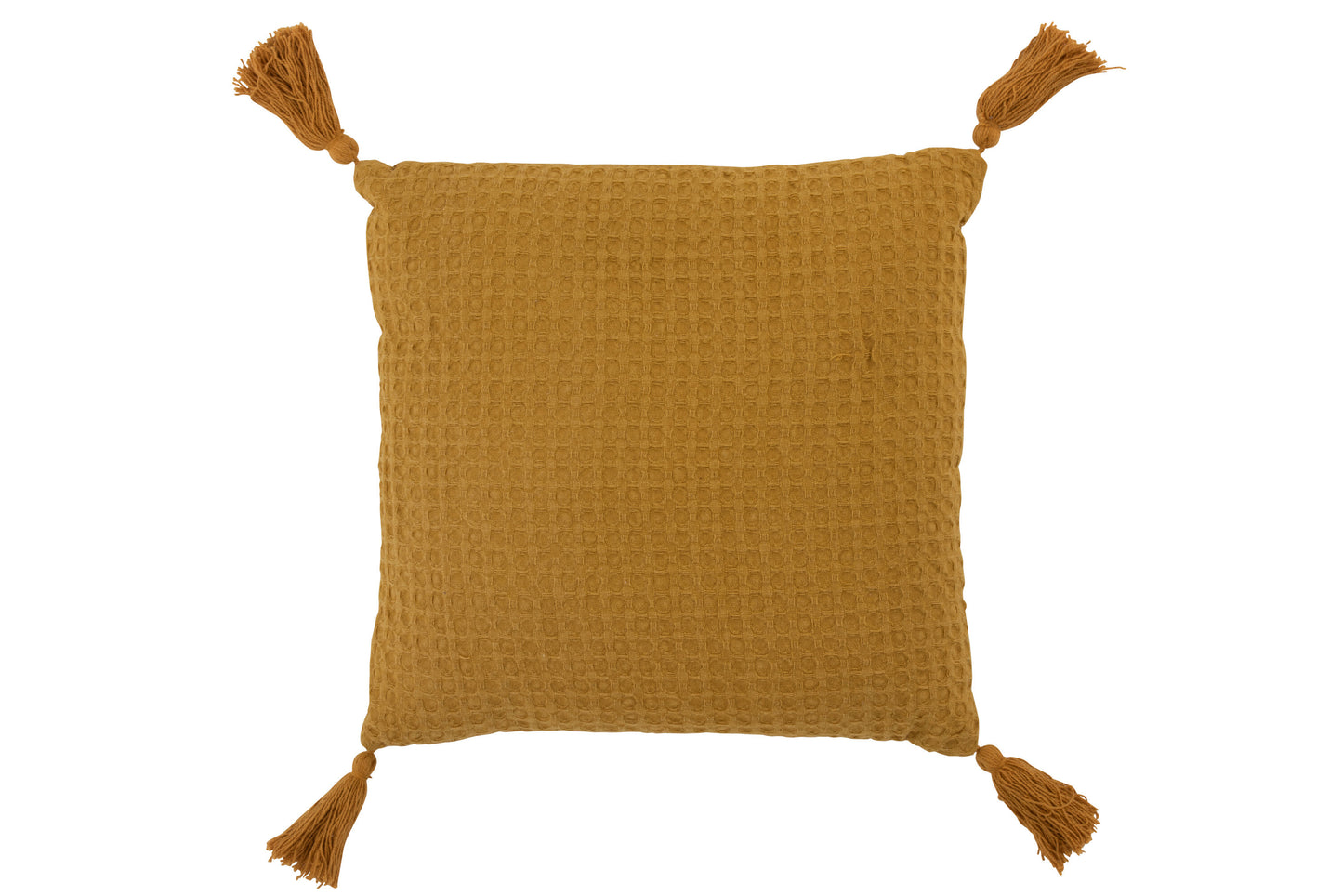 CUSHION SQUARE WAFFLE PATTERN COTTON OCHRE