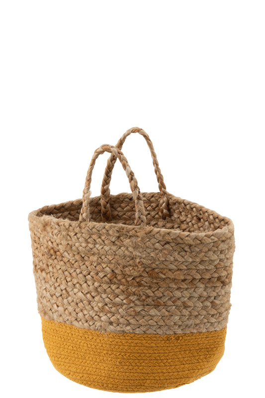 BASKET BORDER JUTE NATURAL/OCHRE SMALL