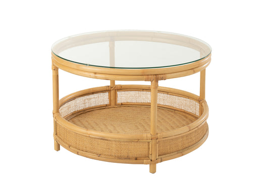 COFFEE TABLE JOVELYNE RATTAN + GLASS NATURAL