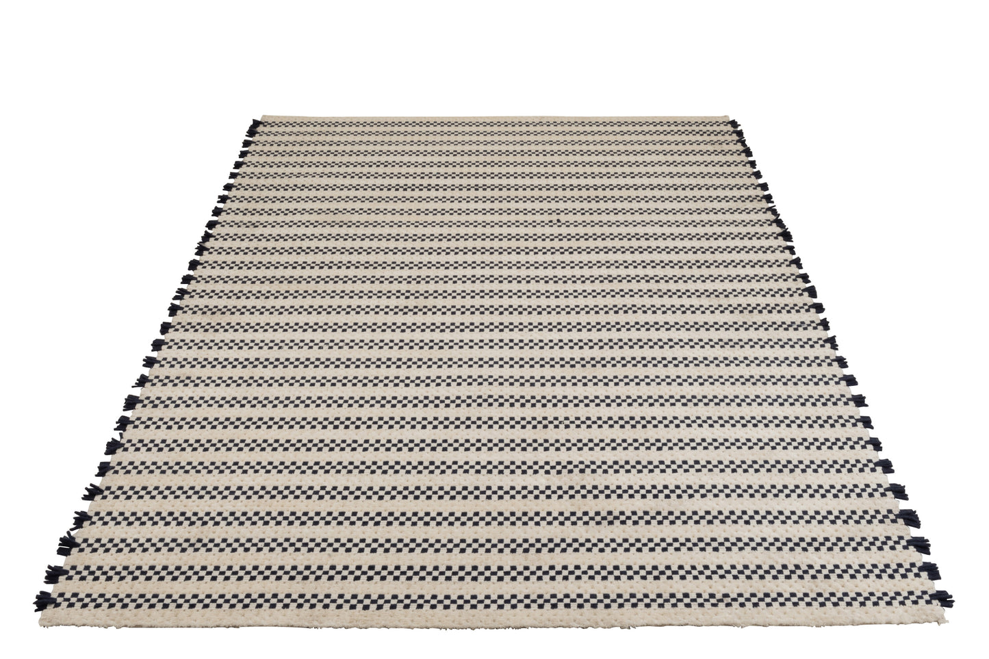 RUG CHECKERS BOARD COTTON WHITE/DARK BLUE