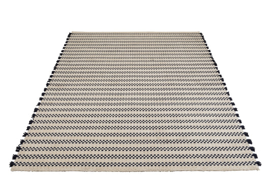 RUG CHECKERS BOARD COTTON WHITE/DARK BLUE