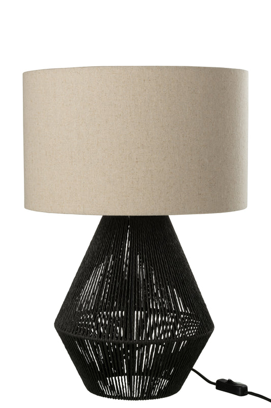 TABLE LAMP STRING JUTE BLACK