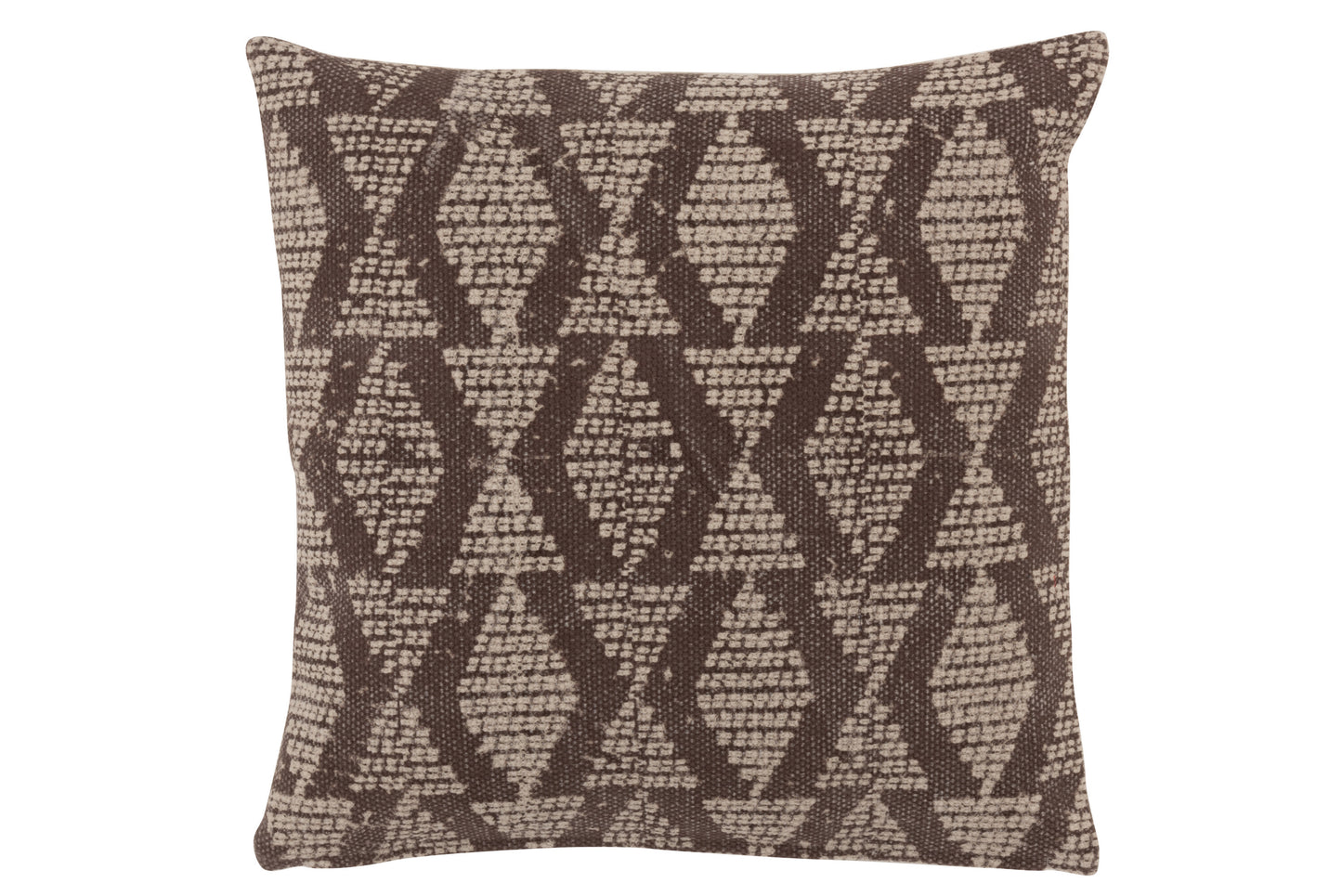 CUSHION DIAMOND-SHAPES COTTON BROWN/WHITE