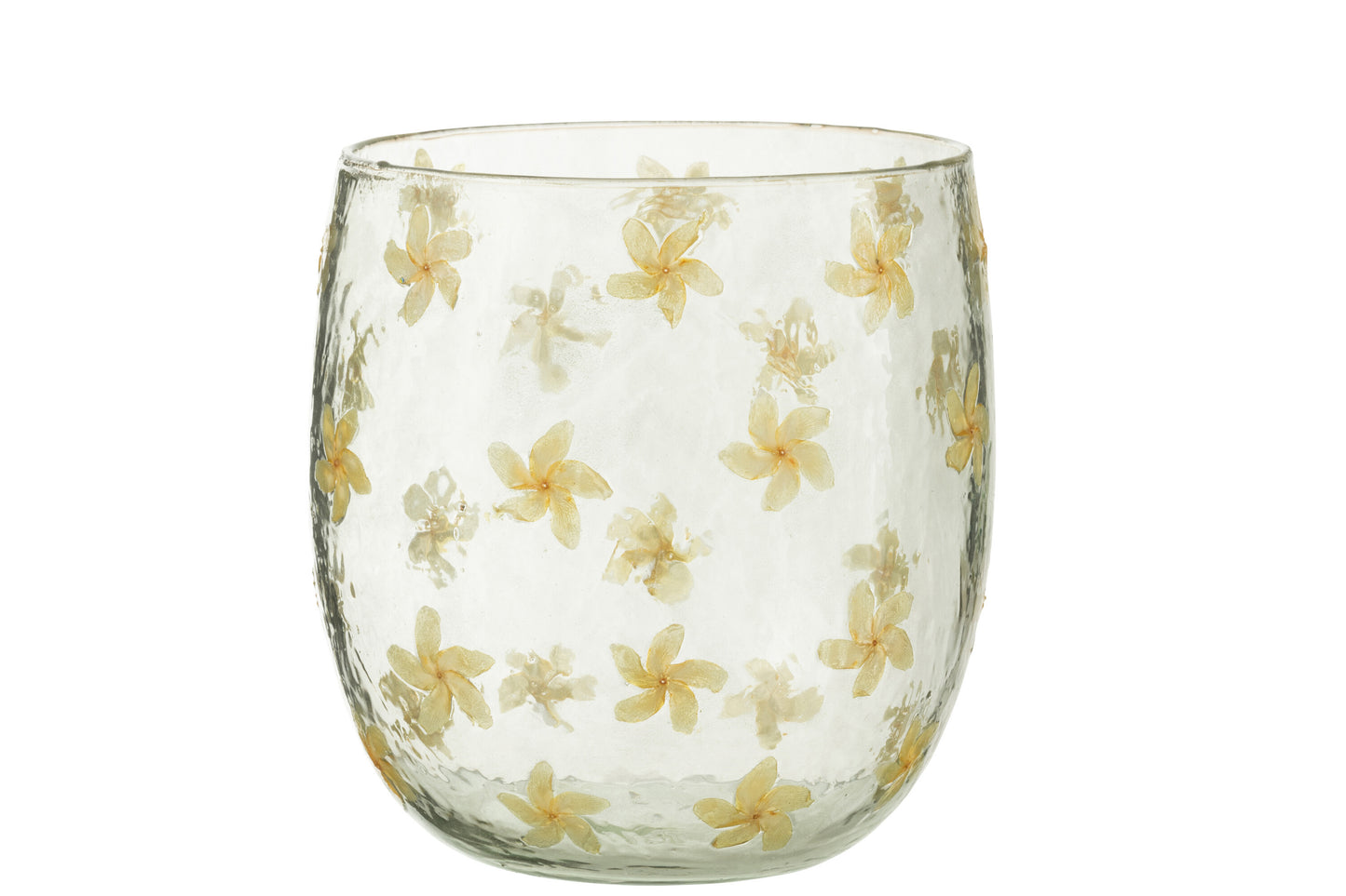 HURRICANE FLOWERS GLASS YELLOW LARGE