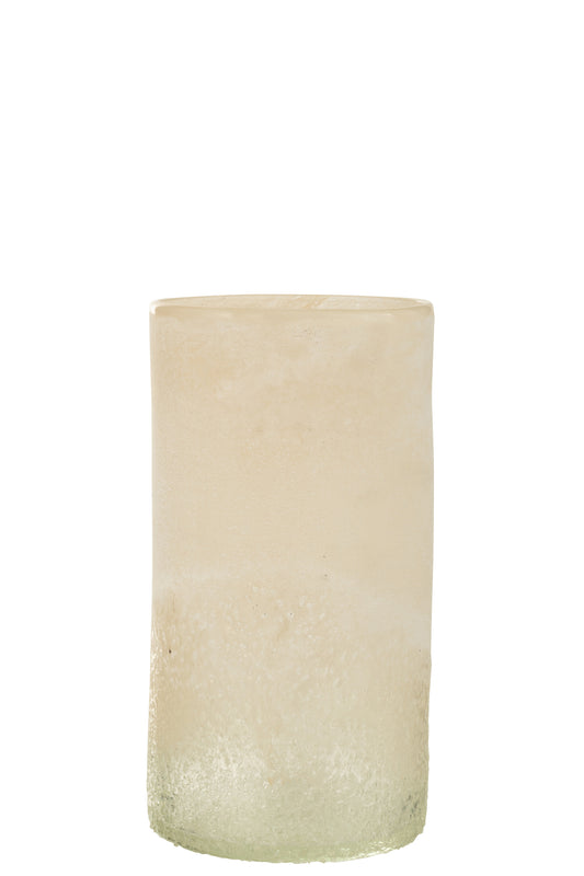 VASE CYLINDER GLASS BEIGE MEDIUM