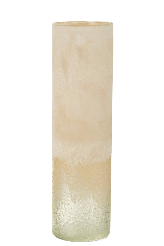 VASE CYLINDER GLASS BEIGE LARGE