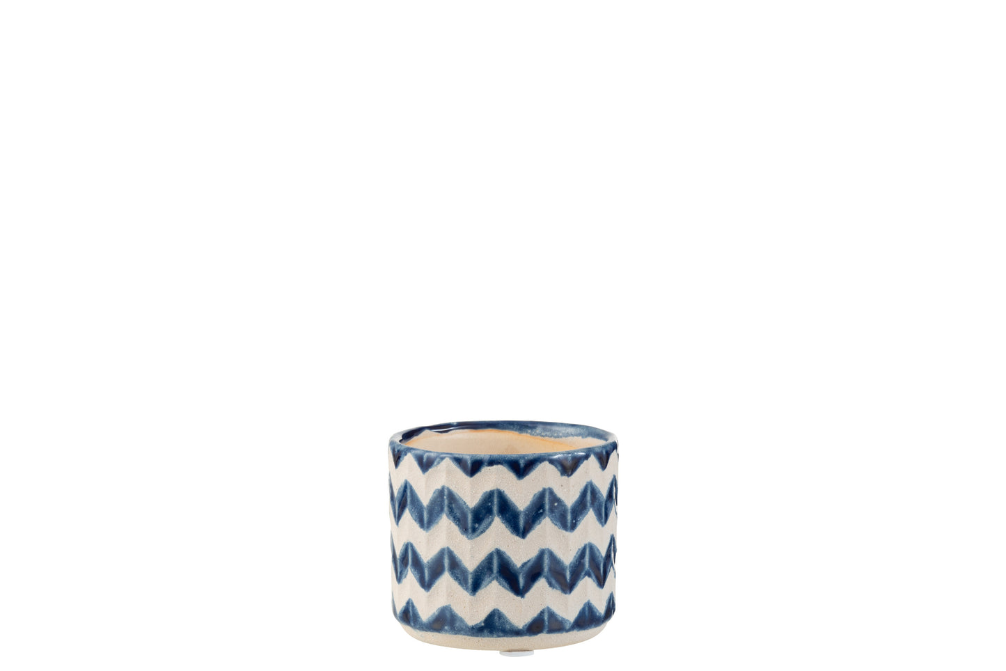 FLOWERPOT ZIGZAG CERAMIC BLUE EXTRA SMALL