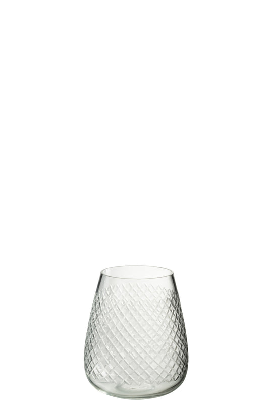 VASE CHECKERED GLASS TRANSPARENT SMALL