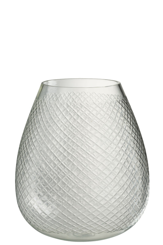 VASE CHECKERED GLASS TRANSPARENT LARGE