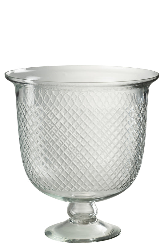 VASE CHECKERED FOOT GLASS TRANSPARENT LARGE