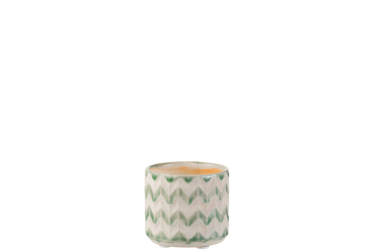 FLOWERPOT ZIGZAG CERAMIC GREEN EXTRA SMALL