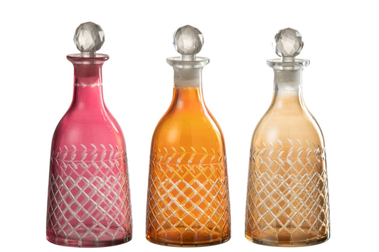 CARAFE CHECKERED STEM GLASS MIX ASSORTMENT OF 3