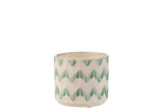 FLOWERPOT ZIGZAG CERAMIC GREEN SMALL