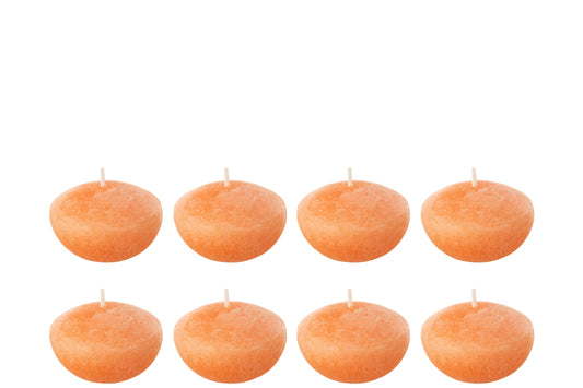 BOX 8 FLOATING CANDLE ORANGE SMALL-4H