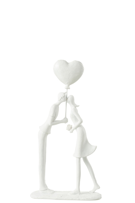 COUPLE KISS HEART BALLOON POLY WHITE