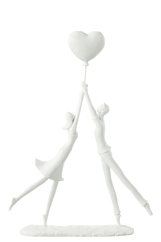 COUPLE STANDING HEART BALLOON POLY WHITE