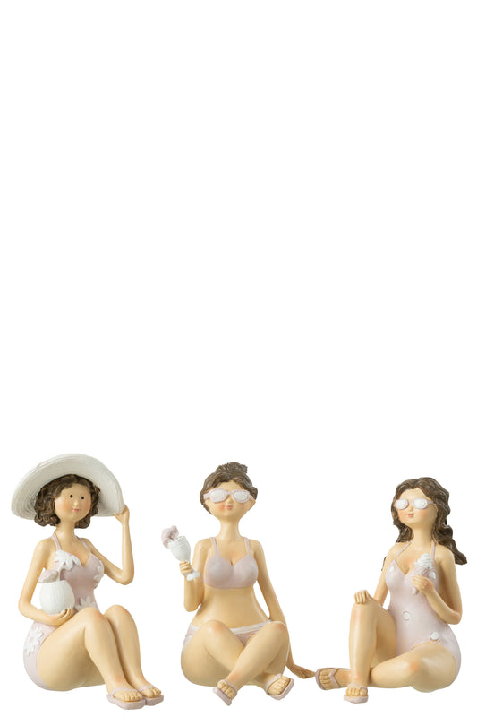 BEACH LADIES SITTING POLY MIX ASSORTMENT OF 3