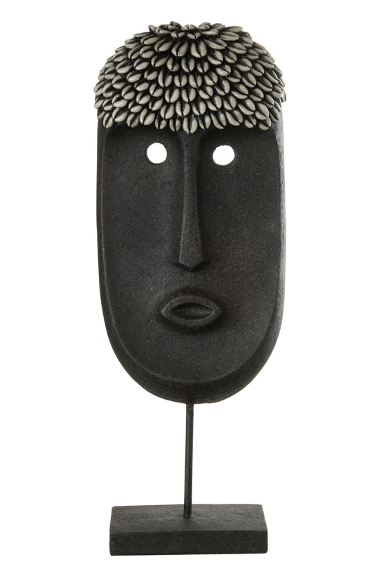 FACE STAND ETHNIC STONE/RESIN BLACK LARGE