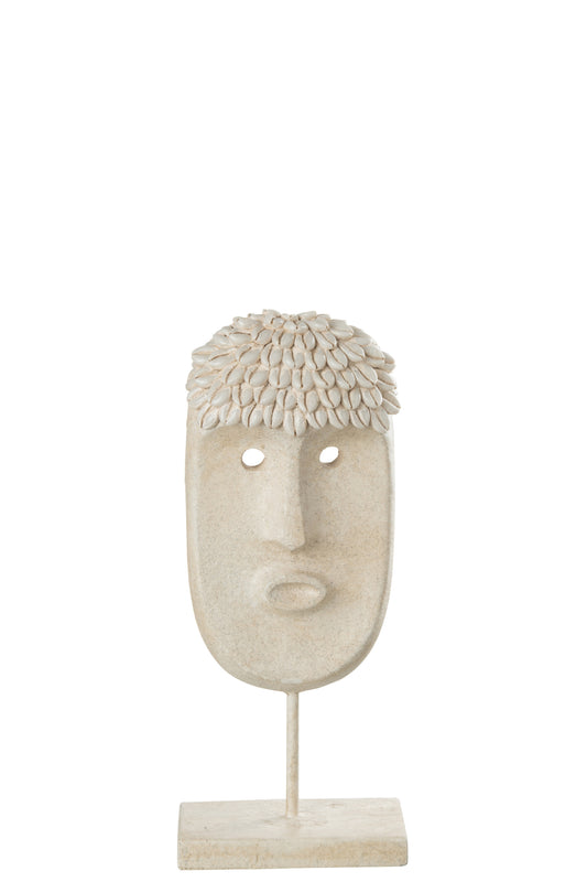 FACE STAND ETHNIC STONE/RESIN BEIGE SMALL